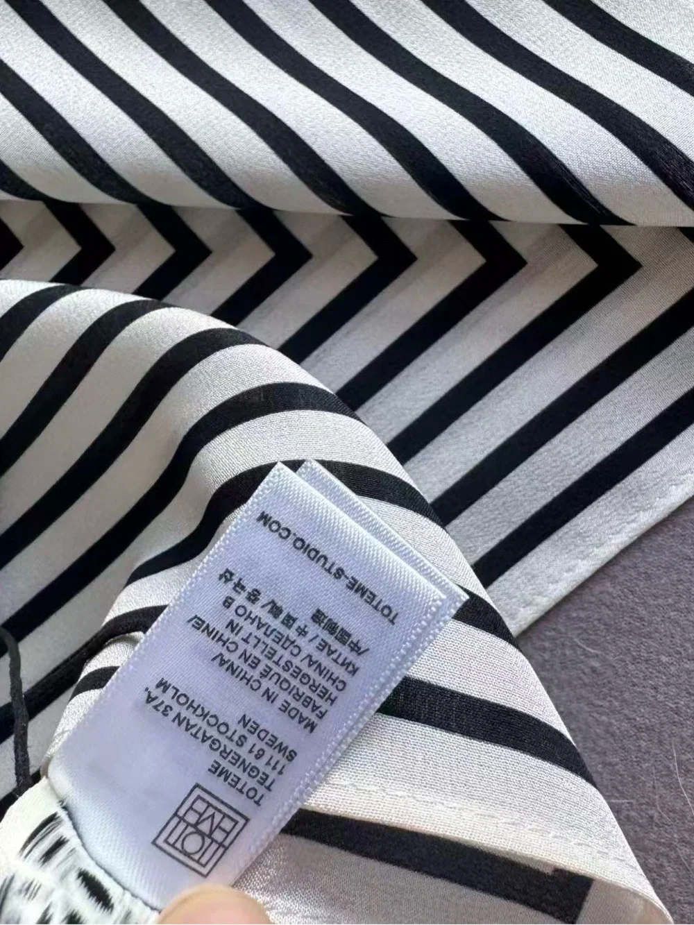 TOTEME Black White Striped Square Scarf